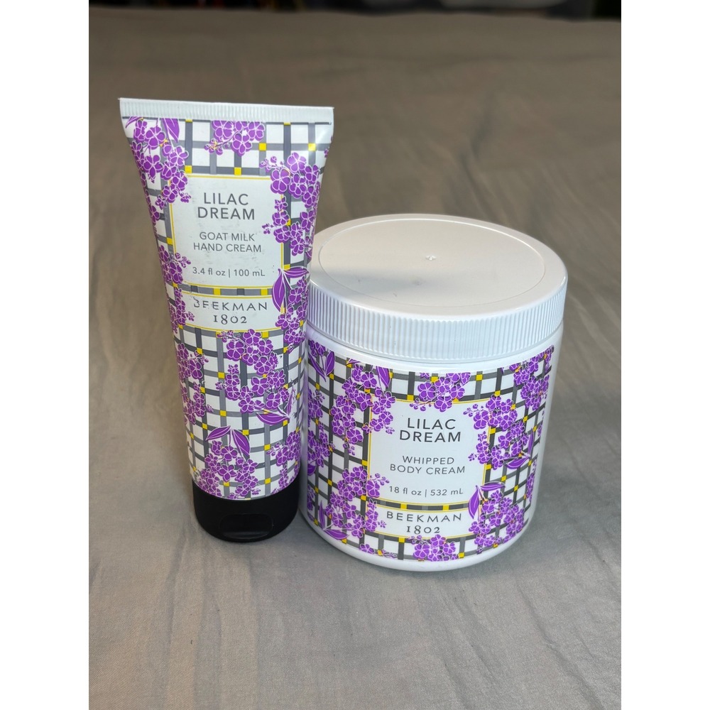 Beekman 1802 Lilac Dream Goat Milk Body Cream 18oz‎ and Hand Cream 3.4oz Set